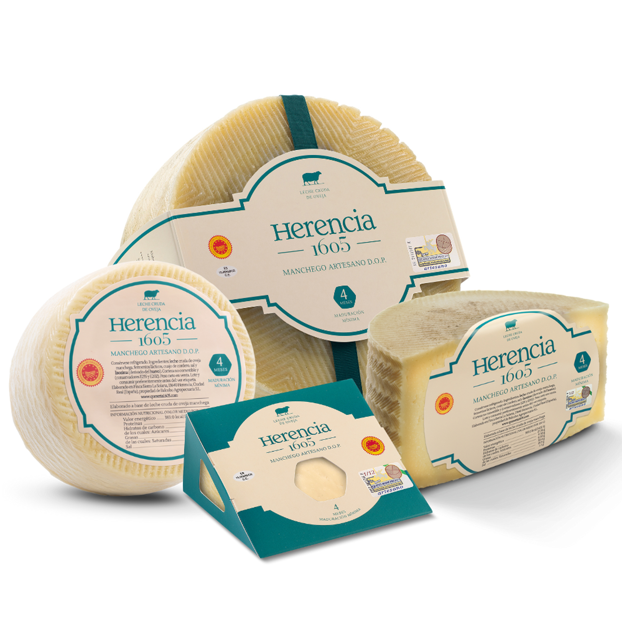 Manchego D.O.P. Herencia 1605 Semi 4 Months – 3 kg · 1.5 kg · Wedge 250 g