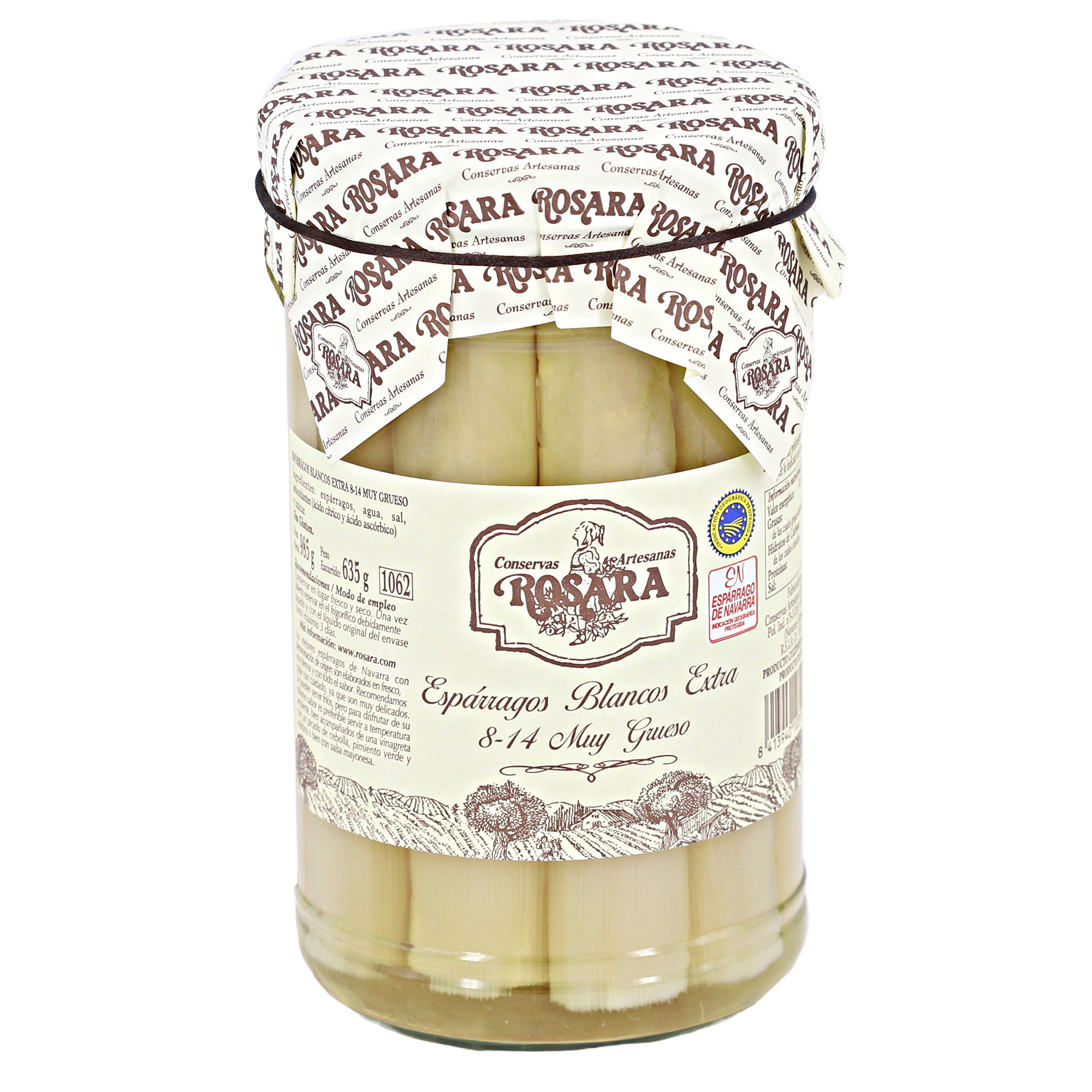 Espárrago blanco de Navarra D.O., 8–14 al natural · 1062 ml